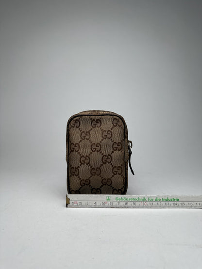 Vintage Gucci Monogram cosmetic bag / clutch beige