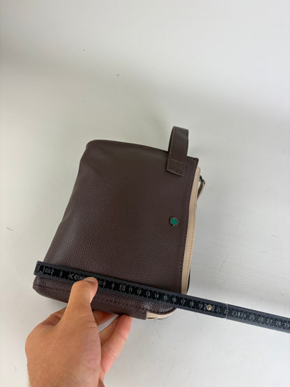 Vintage Bvlgari Leather Cosmetic Pouch Brown Cream