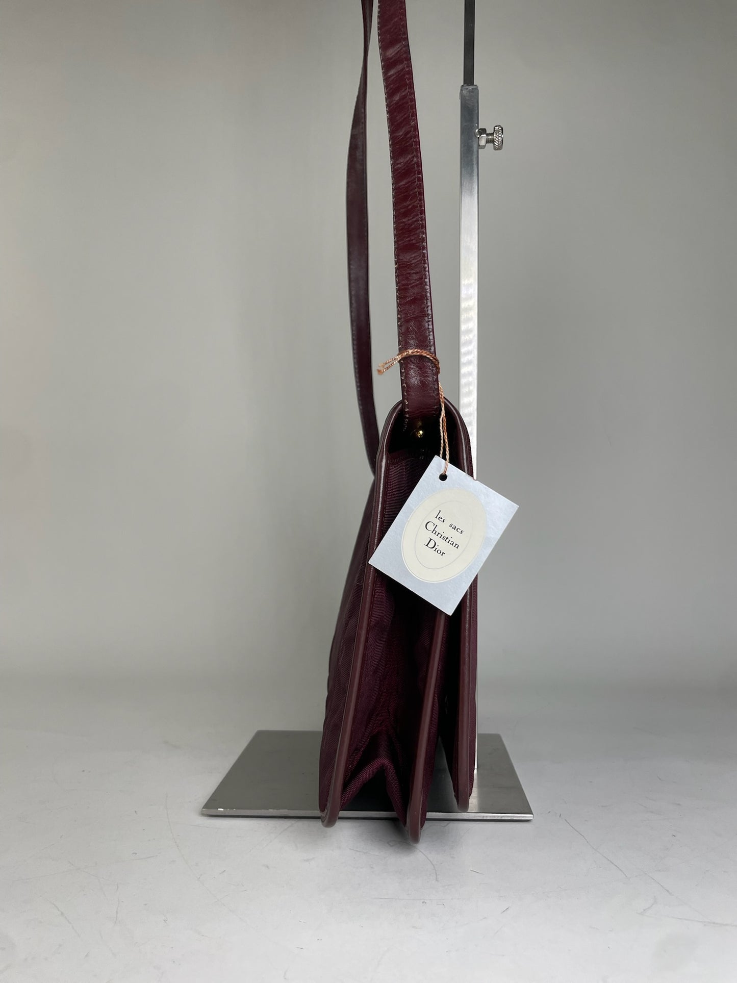Vintage Dior Fabric Shoulder Bag Deep Burgundy Gold c. 2000