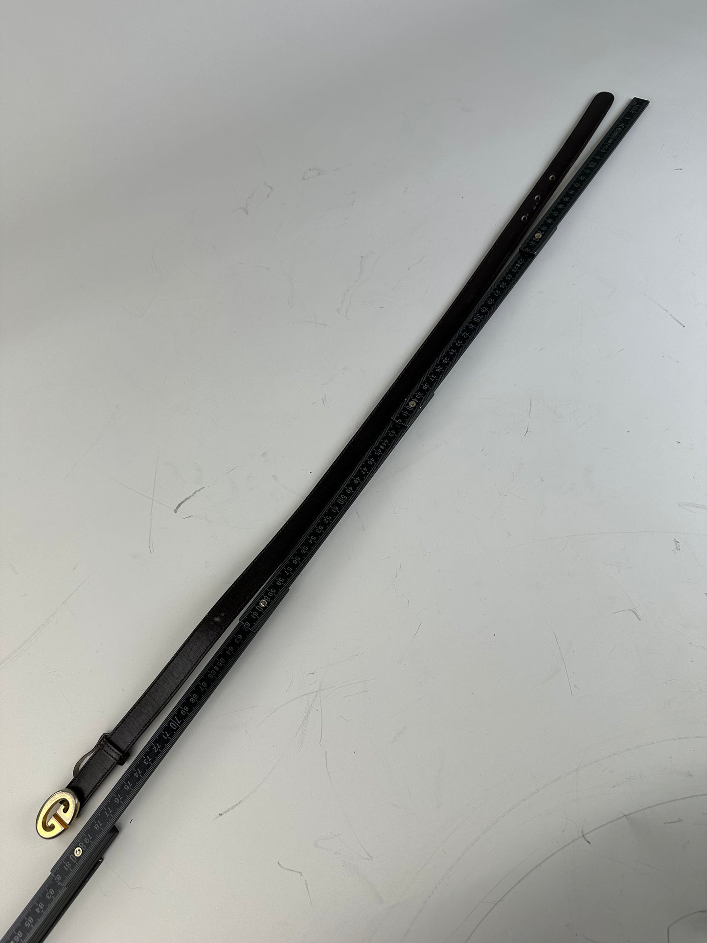 Vintage Gucci GG Logo Leather Belt Black Gold