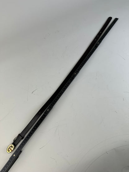 Vintage Gucci GG Logo Leather Belt Black Gold