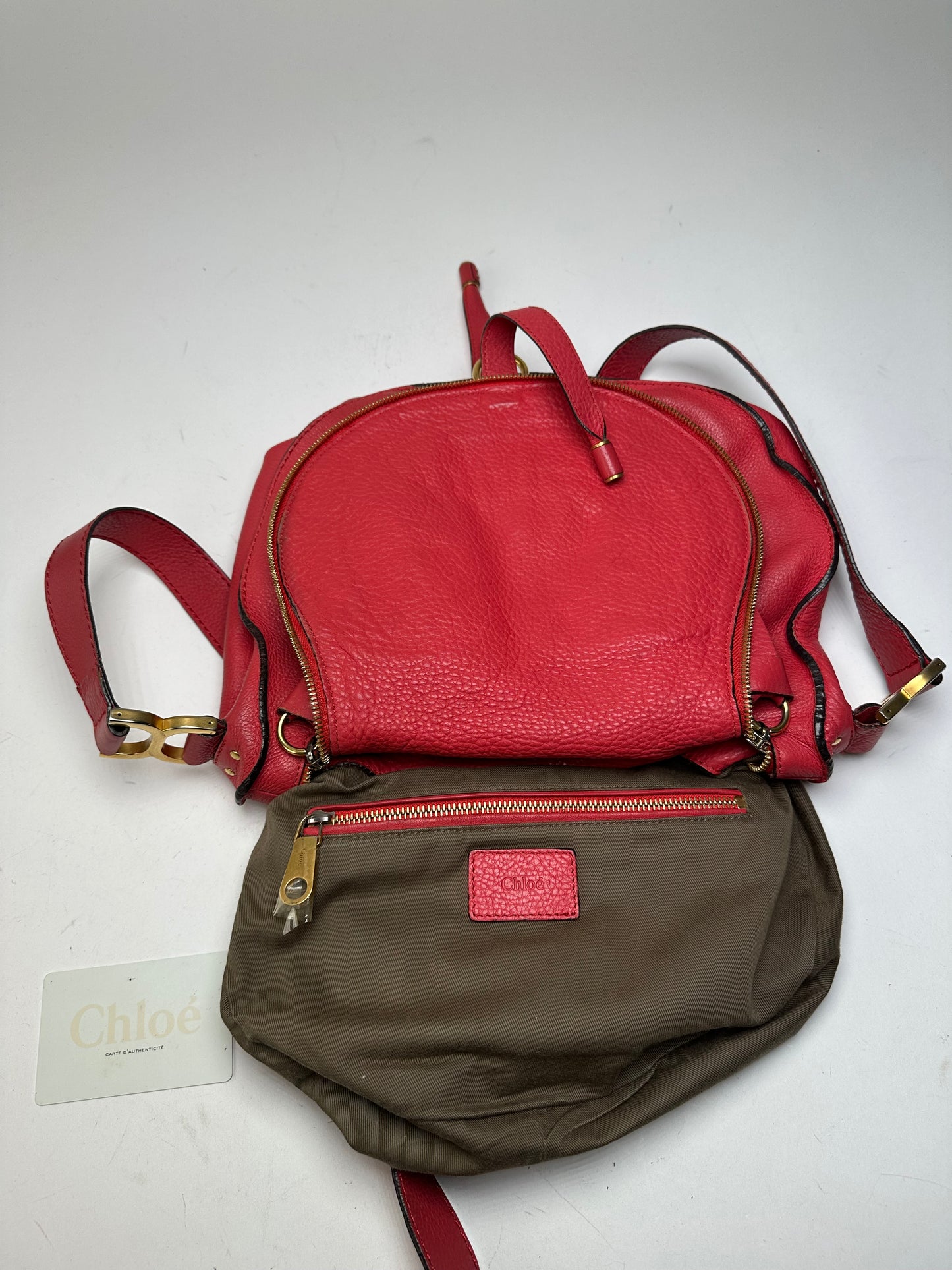 Vintage Chloé Marcie Pebbled Leather Crossbody Bag Red