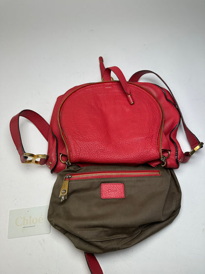 Vintage Chloé Marcie Pebbled Leather Crossbody Bag Red
