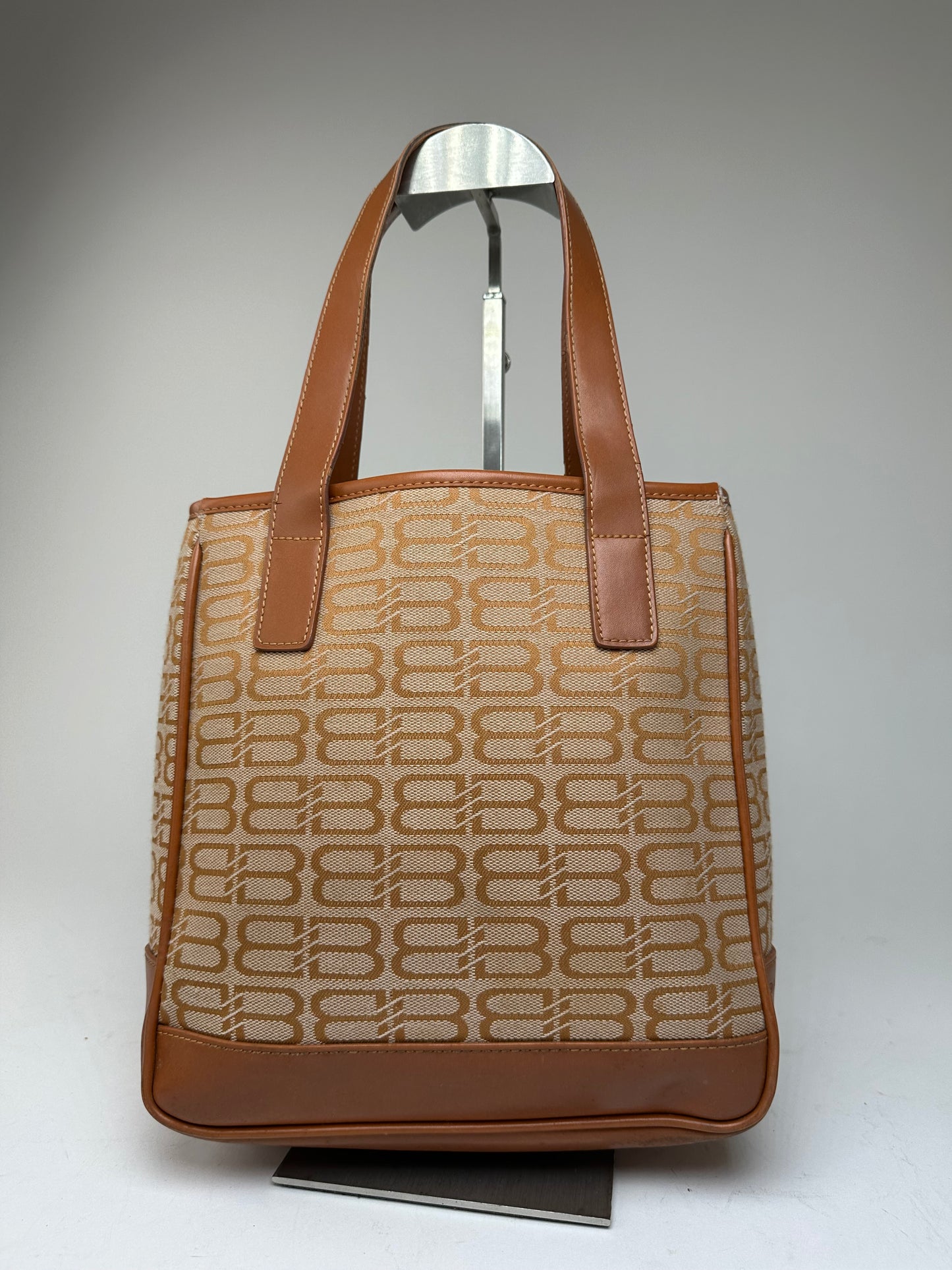 Vintage Balenciaga BB Monogram Handbag Beige Orange-Brown