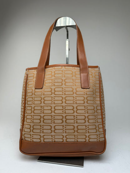 Vintage Balenciaga BB Monogram Handbag Beige Orange-Brown