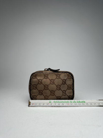 Vintage Gucci Monogram cosmetic bag / clutch beige