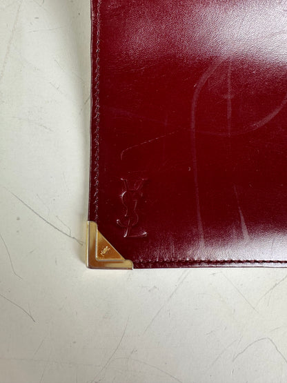Vintage Yves Saint Laurent Full Grain Leather Wallet Burgundy Gold
