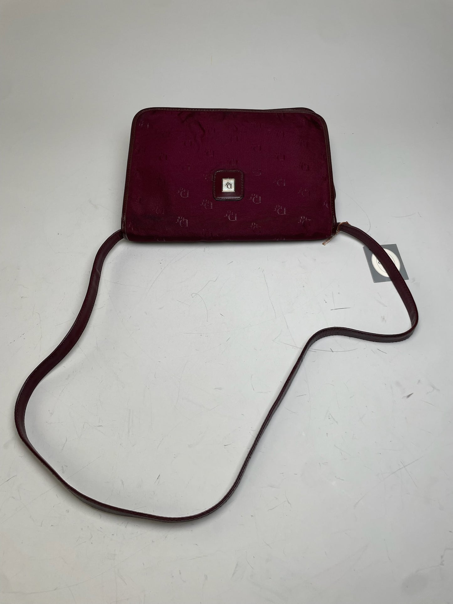 Vintage Dior Fabric Shoulder Bag Deep Burgundy Gold c. 2000