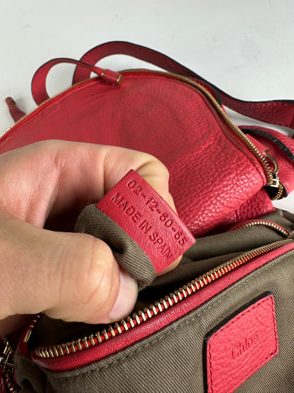 Vintage Chloé Marcie Pebbled Leather Crossbody Bag Red