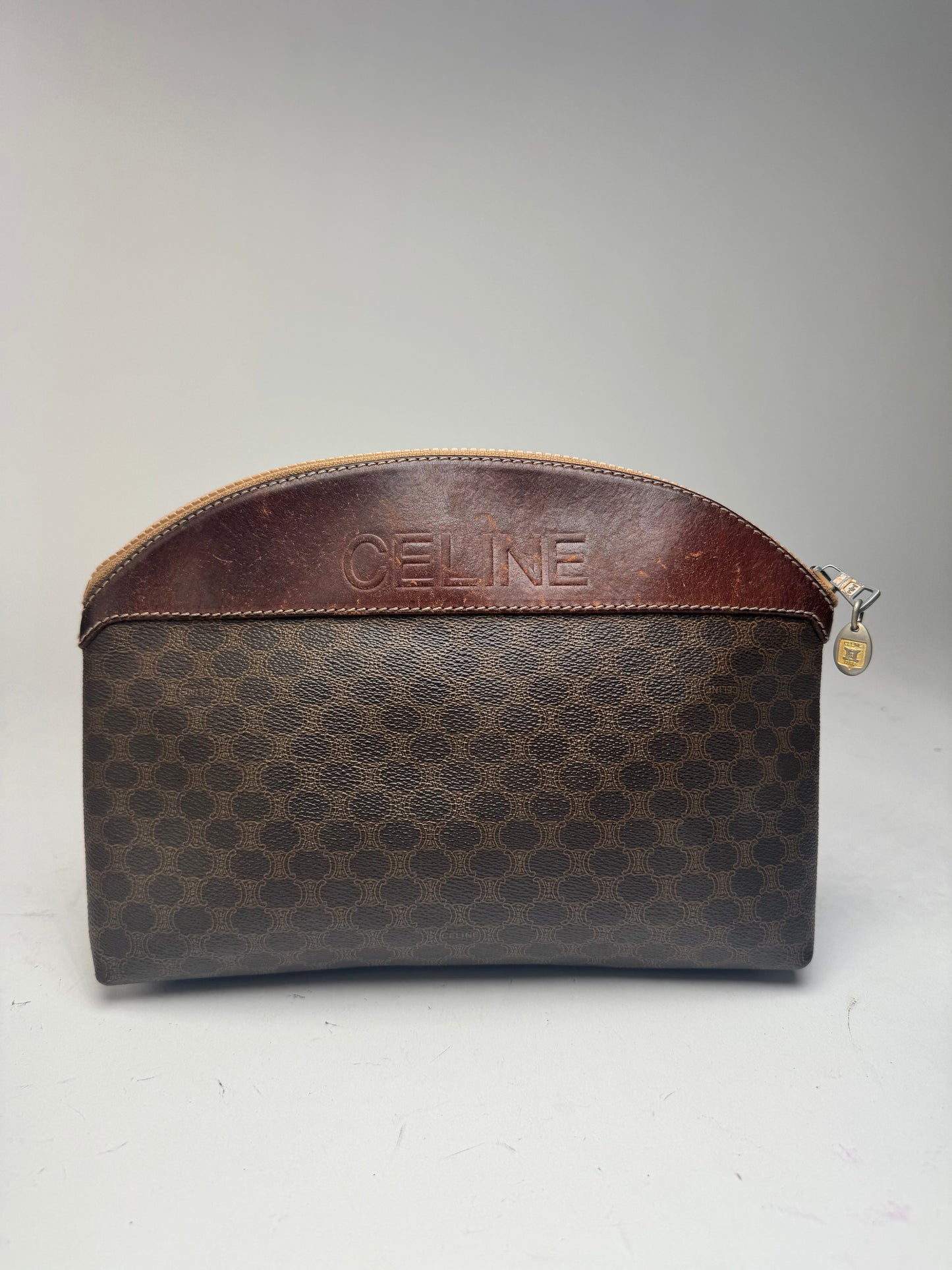 Pochette vintage en cuir Celine Paris Triomphe Marron