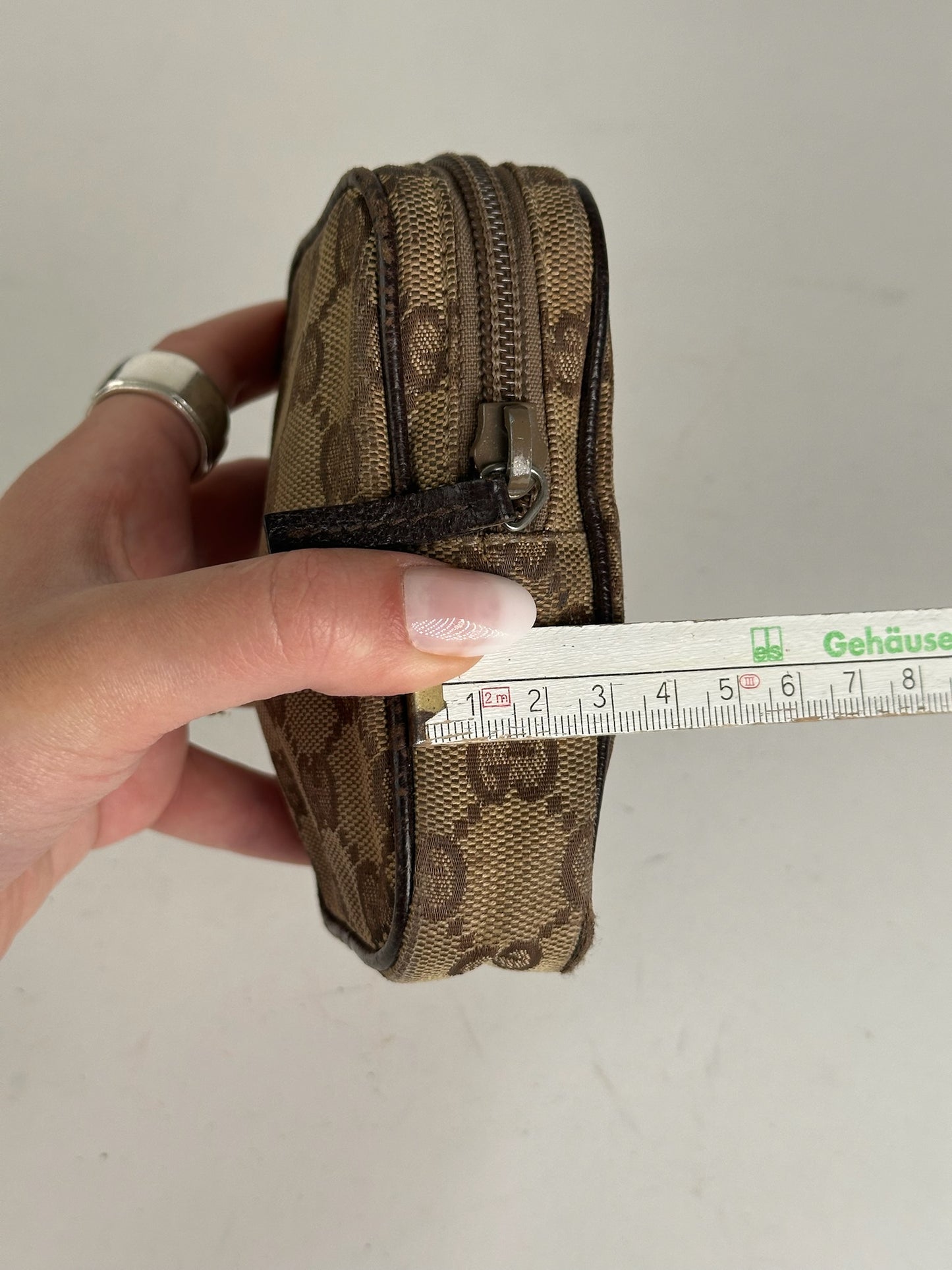 Vintage Gucci Monogram cosmetic bag / clutch beige