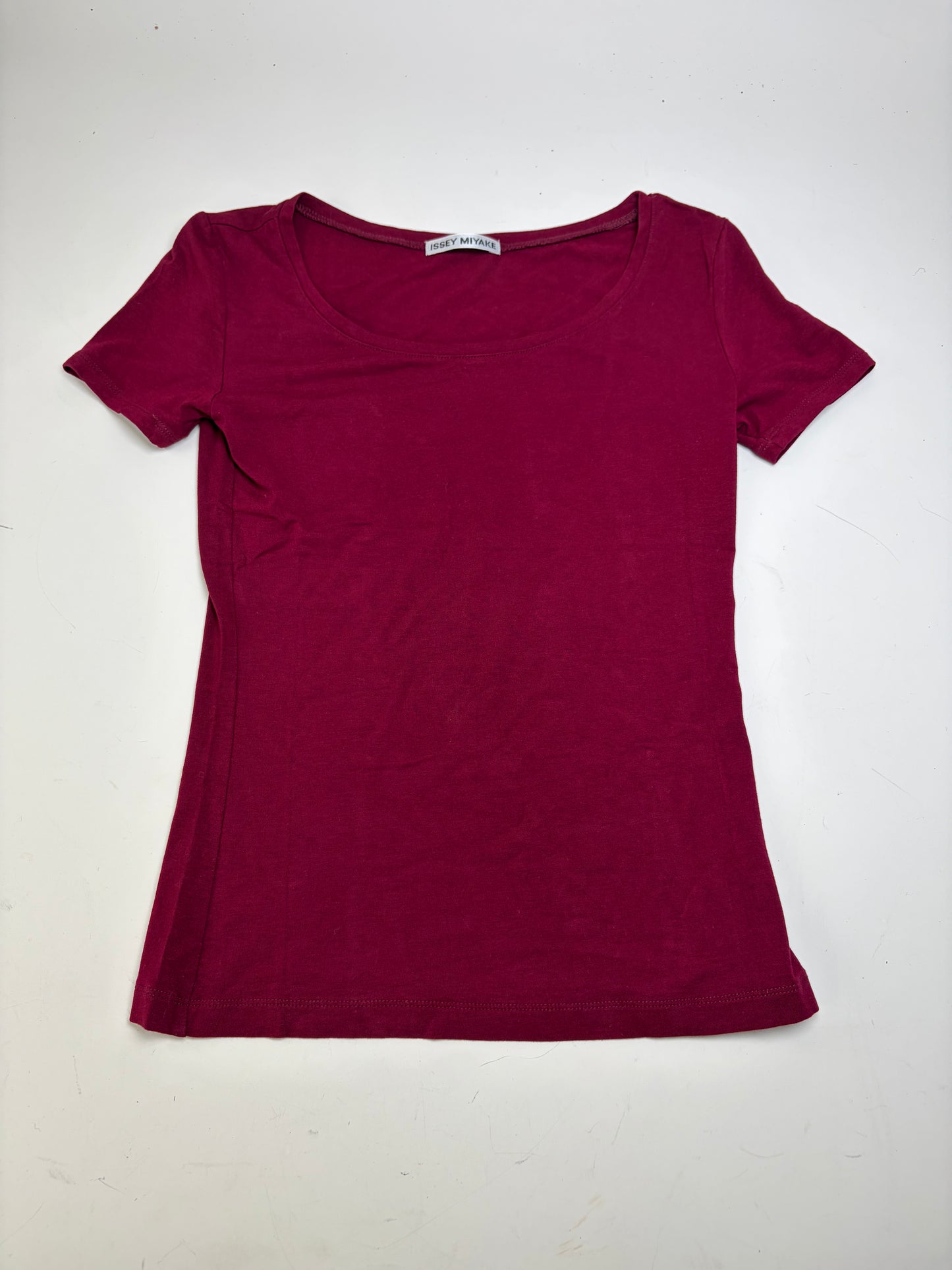 Vintage Issey Miyake Cotton T-Shirt Burgundy S