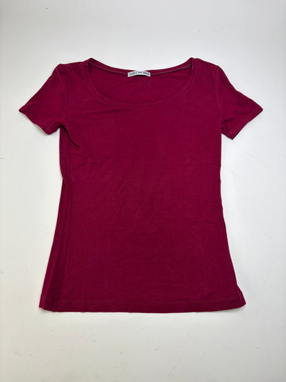 Vintage Issey Miyake Cotton T-Shirt Burgundy S