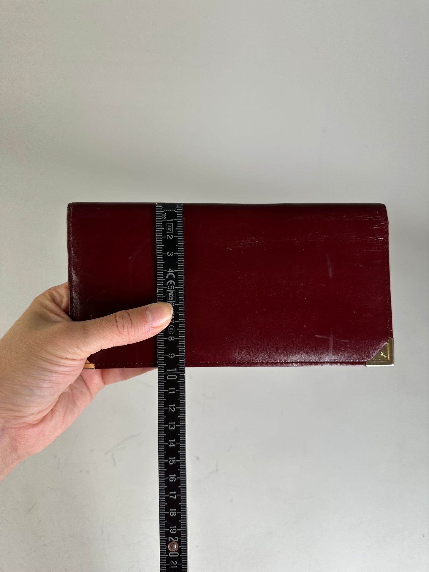 Vintage Yves Saint Laurent Full Grain Leather Wallet Burgundy Gold