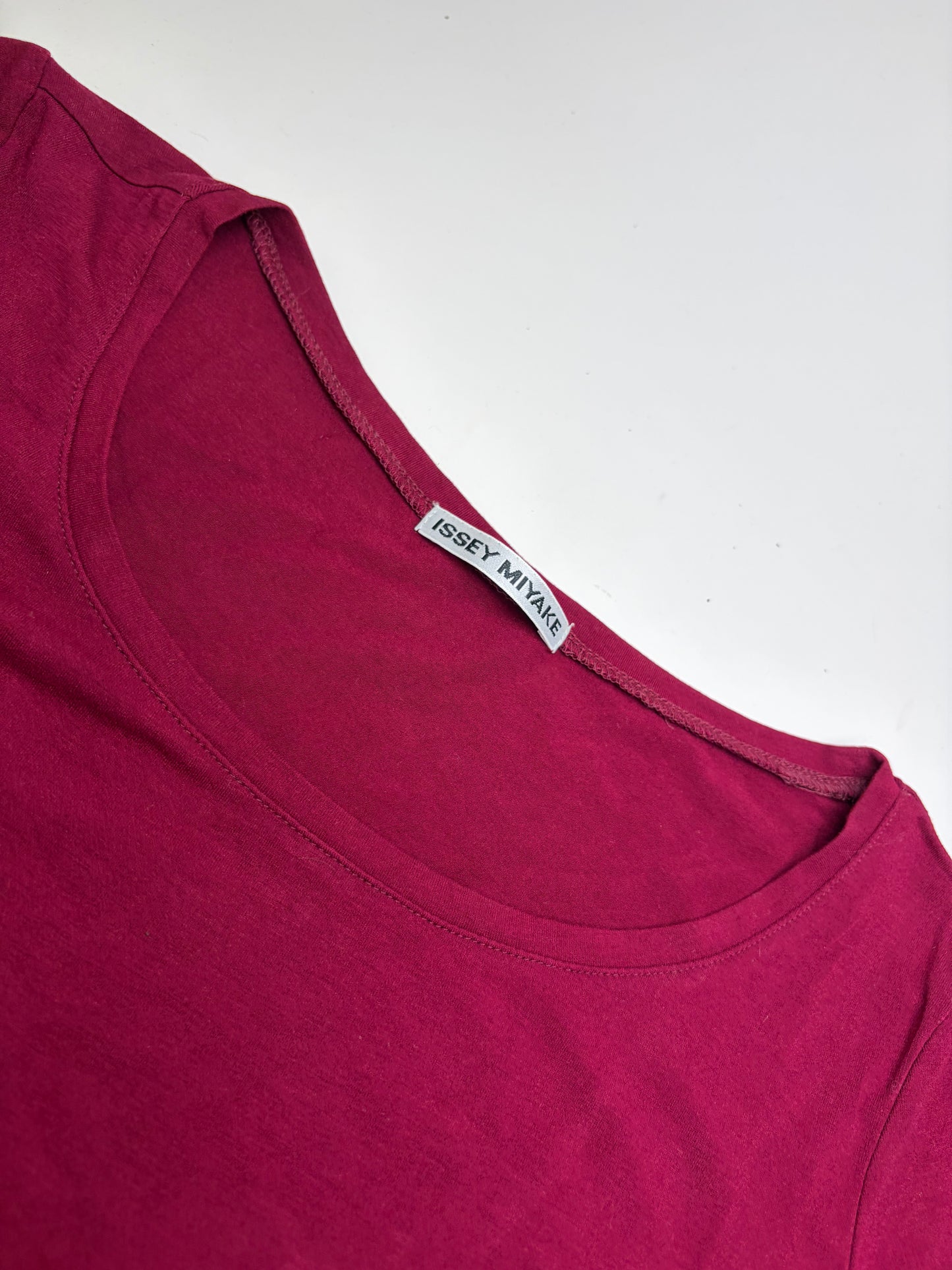 Vintage Issey Miyake Cotton T-Shirt Burgundy S