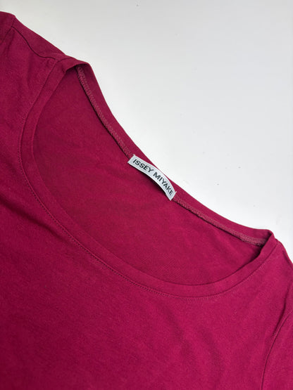 Vintage Issey Miyake Cotton T-Shirt Burgundy S