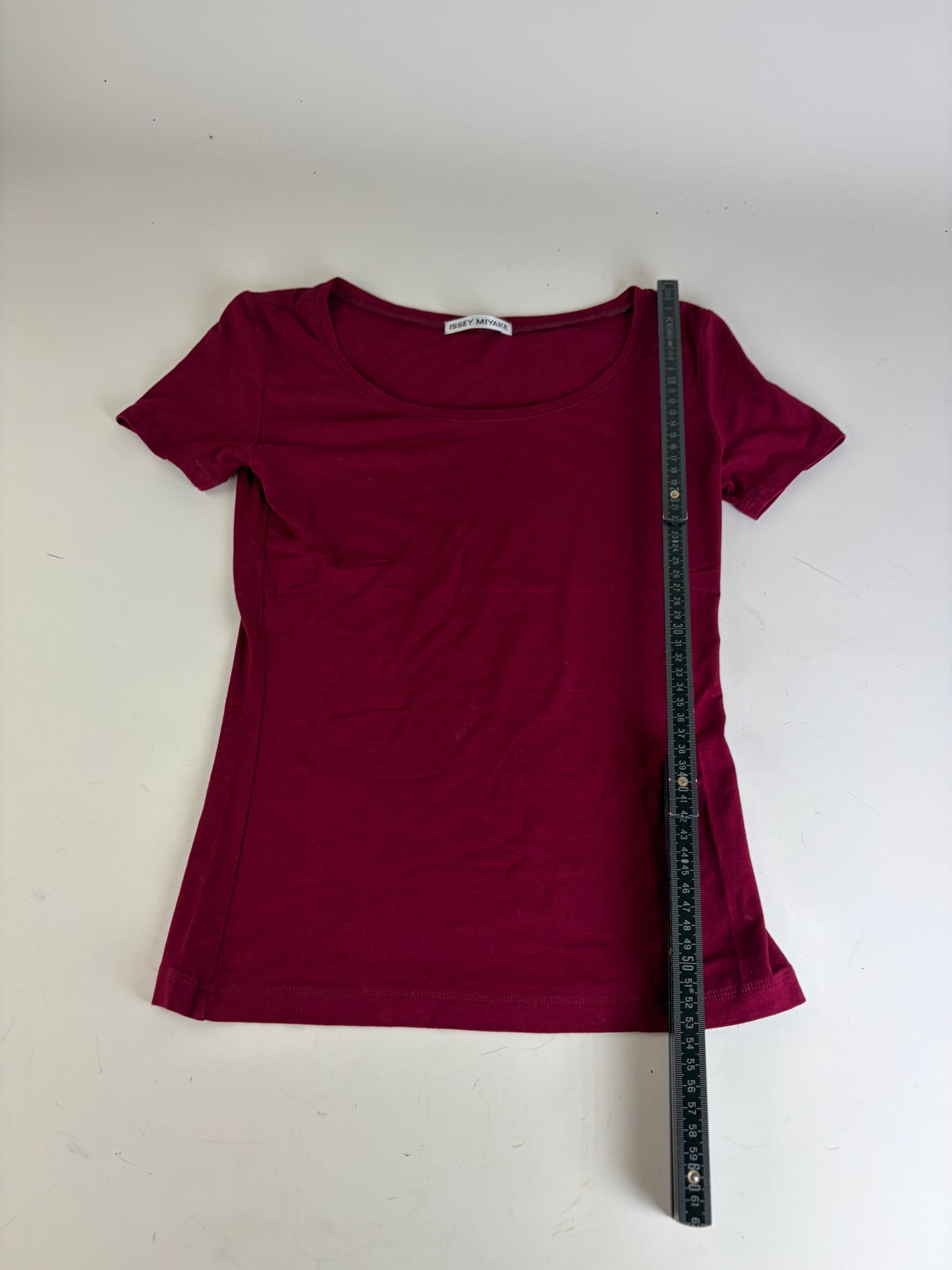 Vintage Issey Miyake Cotton T-Shirt Burgundy S