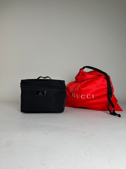 Vintage Gucci Nylon Cosmetic Case Black Silver
