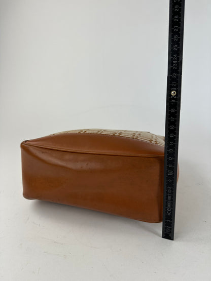 Vintage Balenciaga BB Monogram Handbag Beige Orange-Brown