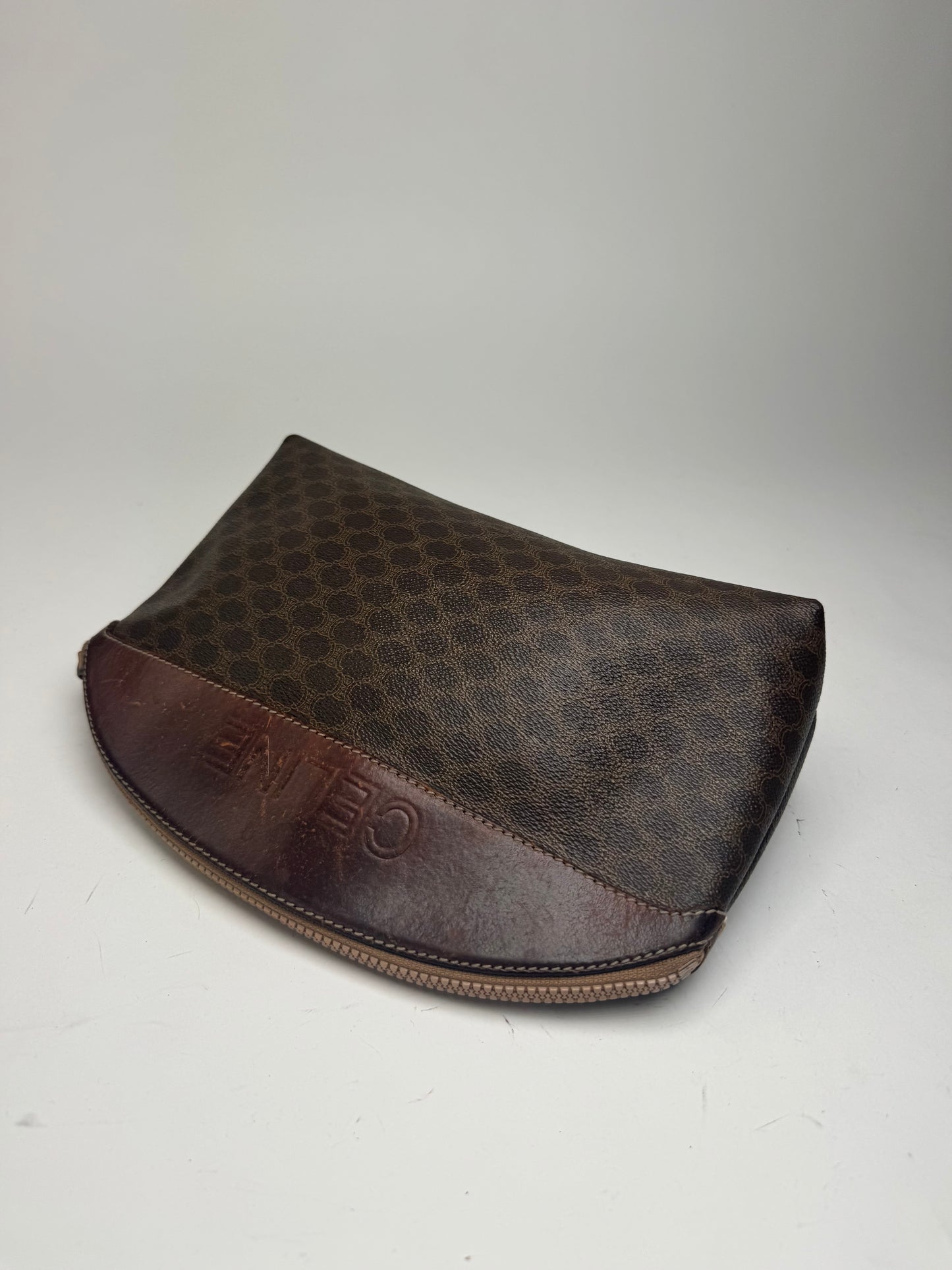 Pochette vintage en cuir Celine Paris Triomphe Marron