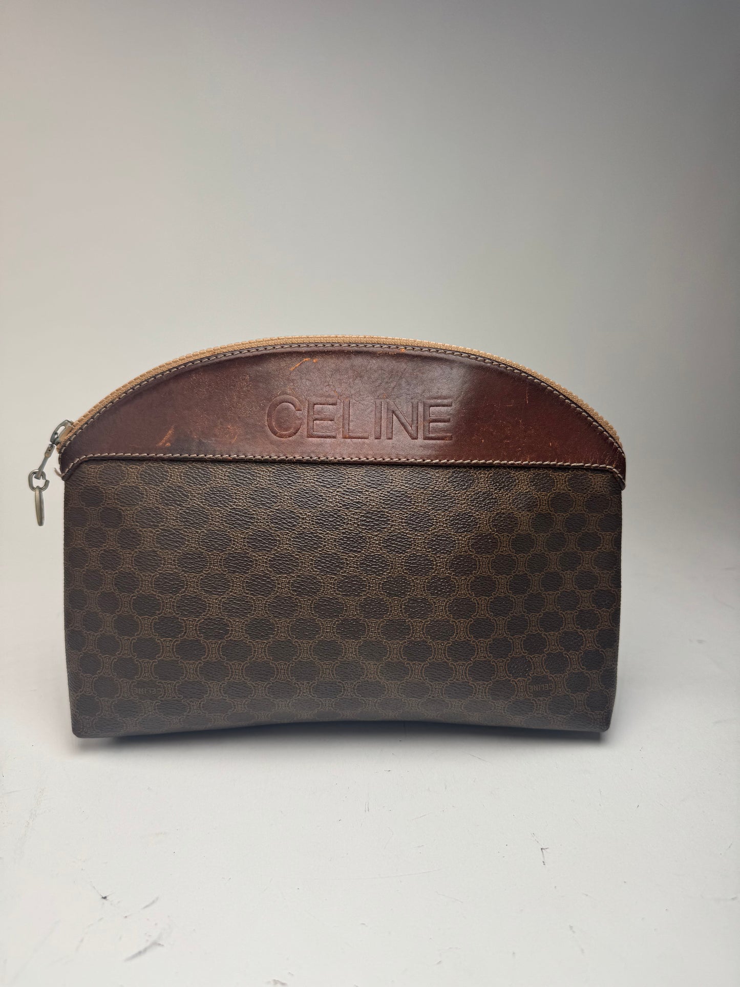 Pochette vintage en cuir Celine Paris Triomphe Marron