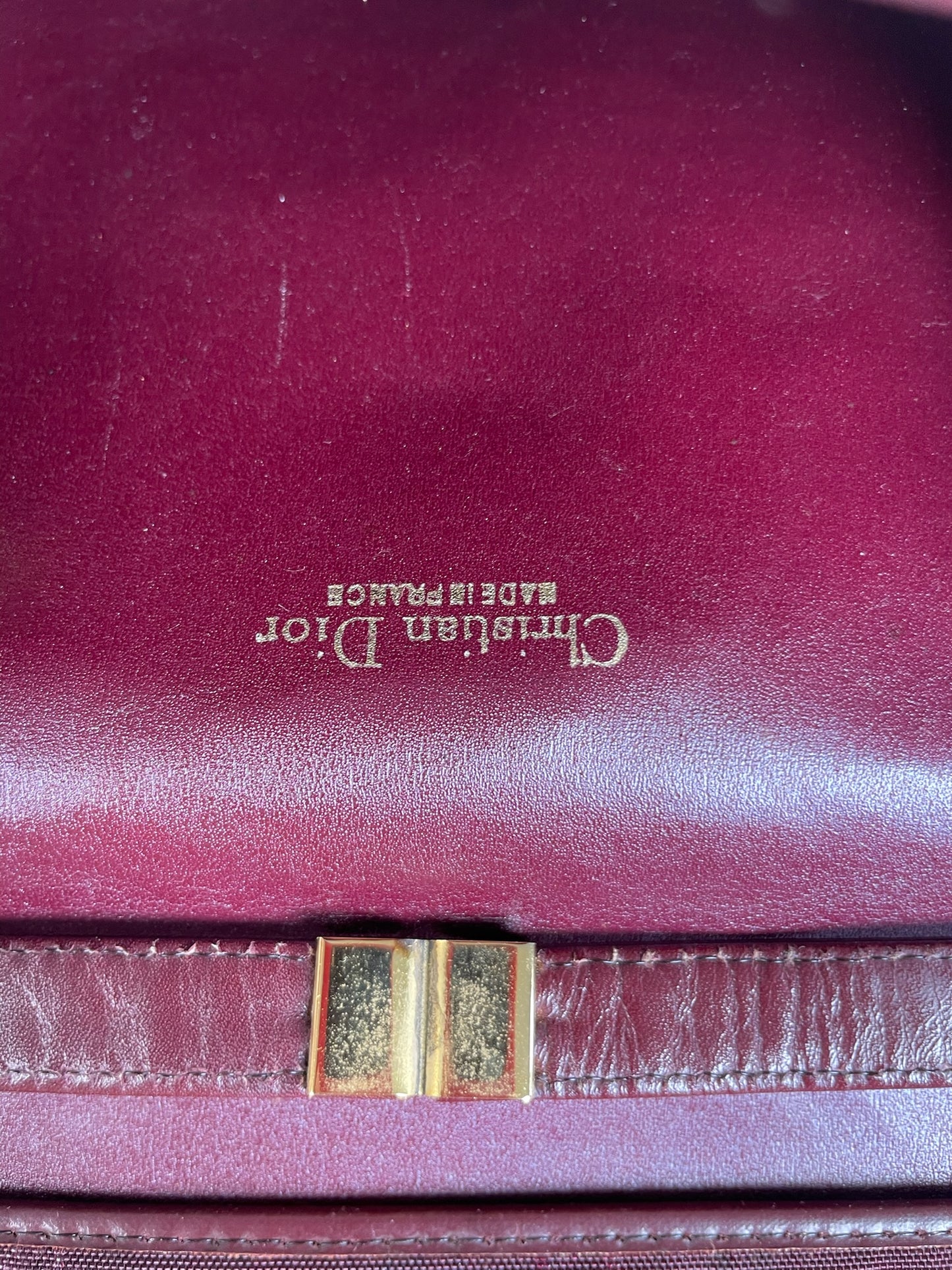 Vintage Dior Fabric Shoulder Bag Deep Burgundy Gold c. 2000