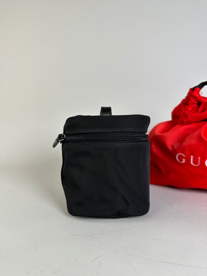 Vintage Gucci Nylon Cosmetic Case Black Silver
