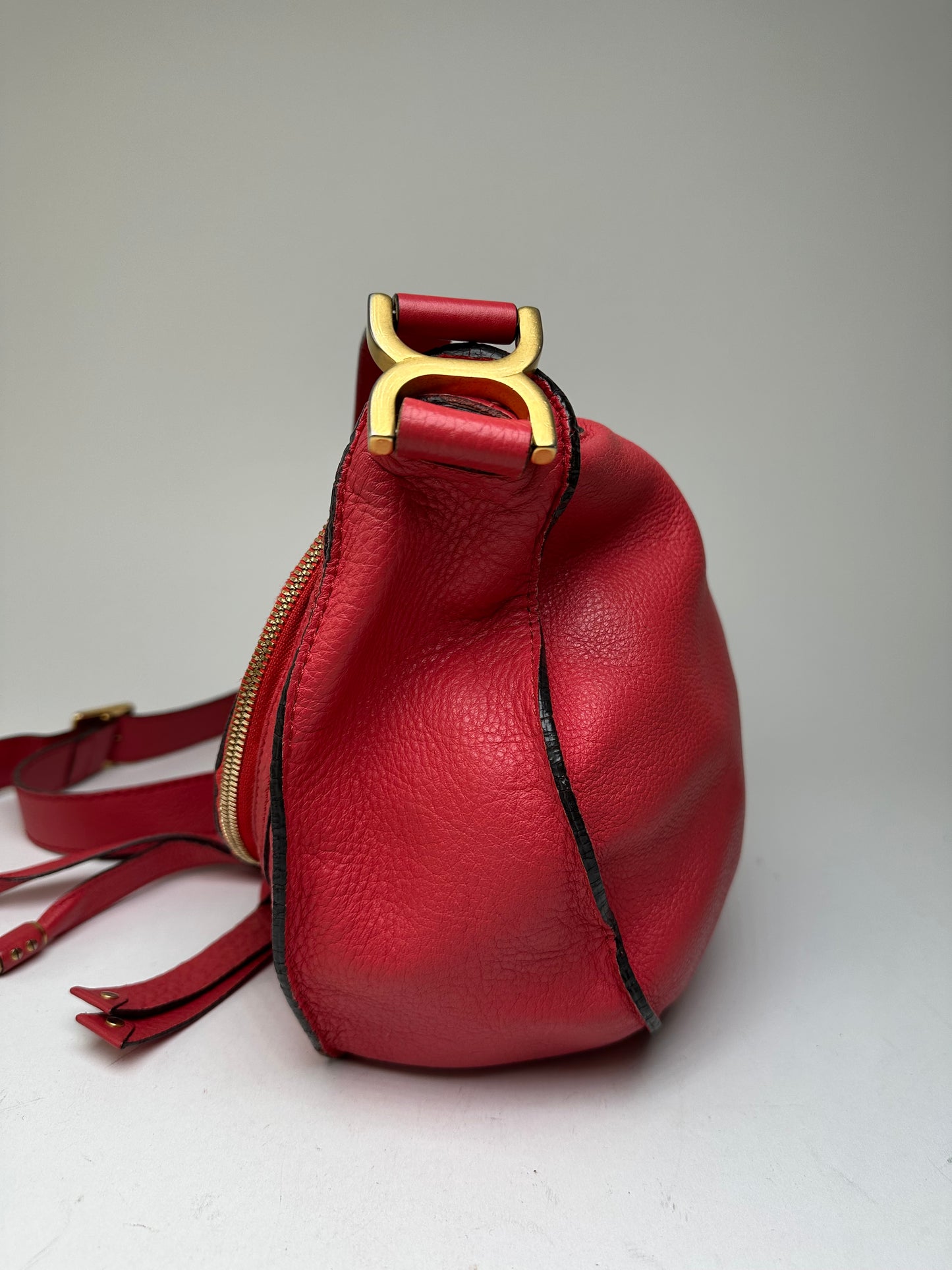 Vintage Chloé Marcie Pebbled Leather Crossbody Bag Red