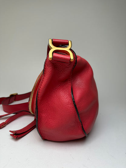 Vintage Chloé Marcie Pebbled Leather Crossbody Bag Red