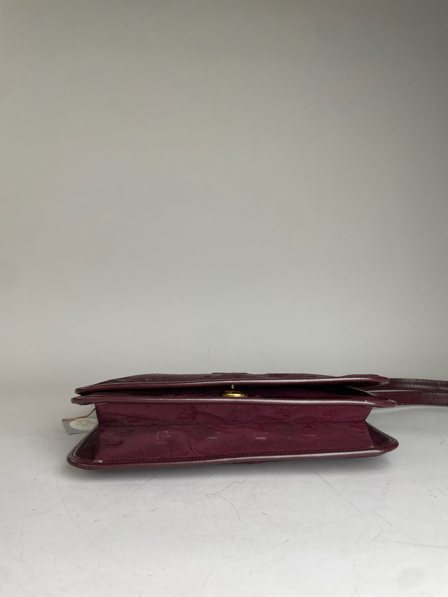 Vintage Dior Fabric Shoulder Bag Deep Burgundy Gold c. 2000