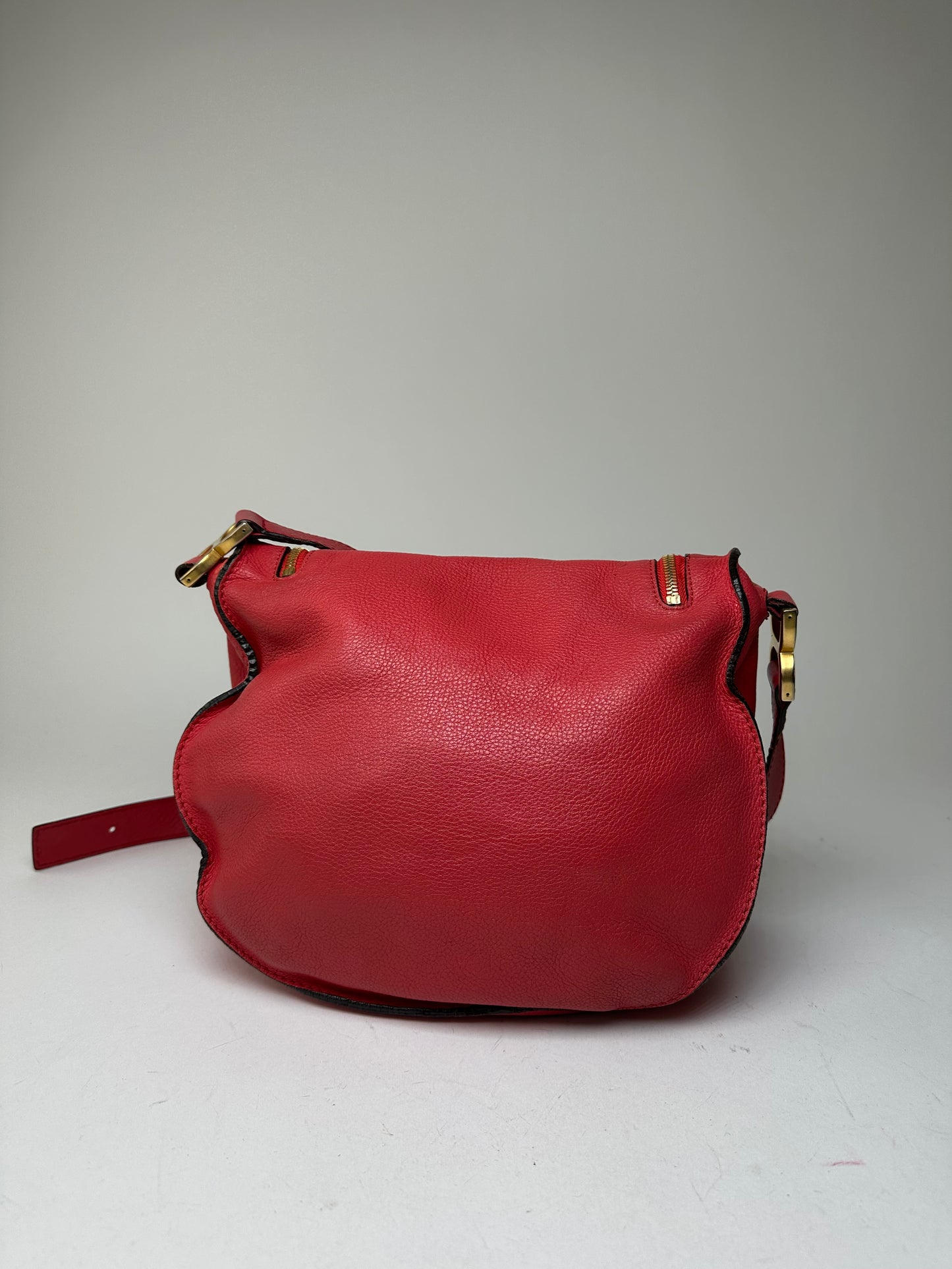 Vintage Chloé Marcie Pebbled Leather Crossbody Bag Red