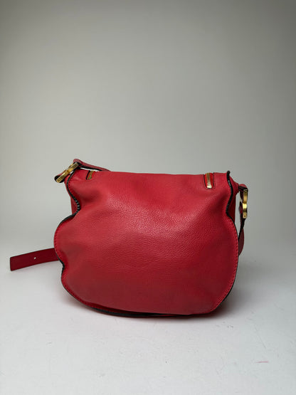 Vintage Chloé Marcie Pebbled Leather Crossbody Bag Red