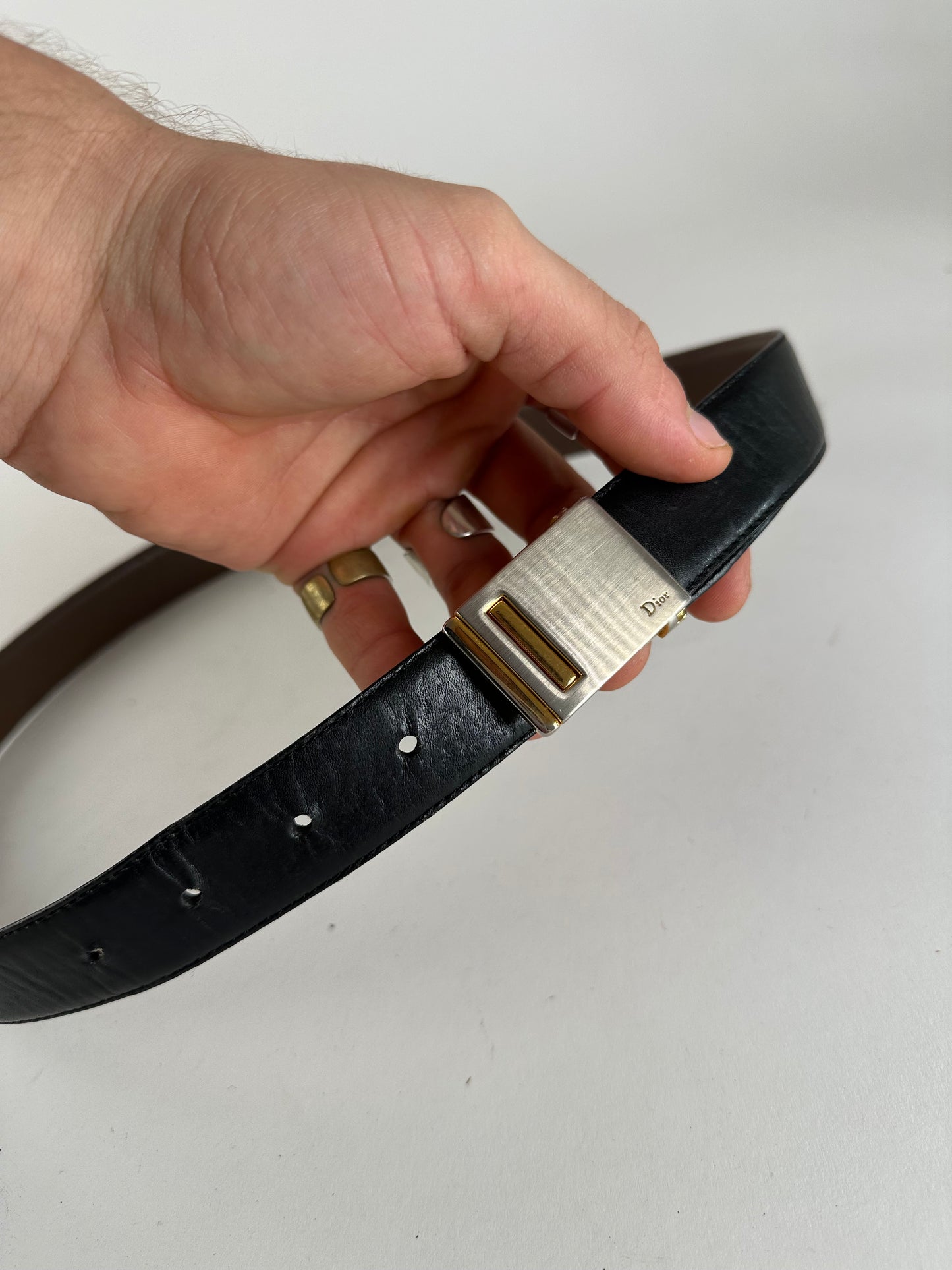 Vintage Dior Leather Belt Black