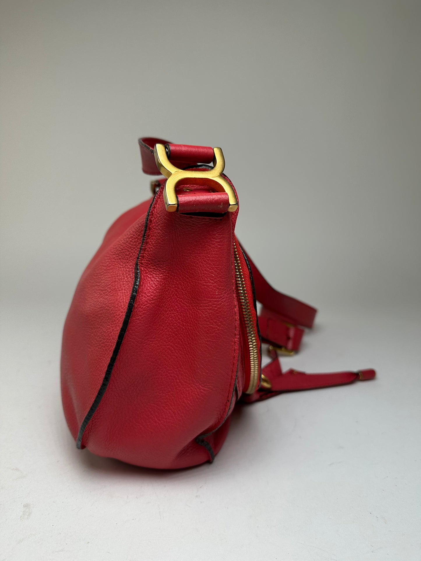 Vintage Chloé Marcie Pebbled Leather Crossbody Bag Red