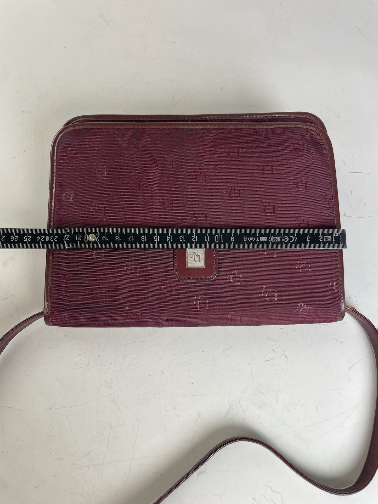 Vintage Dior Fabric Shoulder Bag Deep Burgundy Gold c. 2000