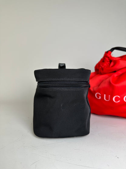 Vintage Gucci Nylon Cosmetic Case Black Silver