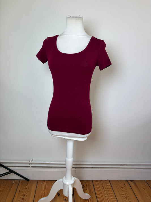 Vintage Issey Miyake Cotton T-Shirt Burgundy S