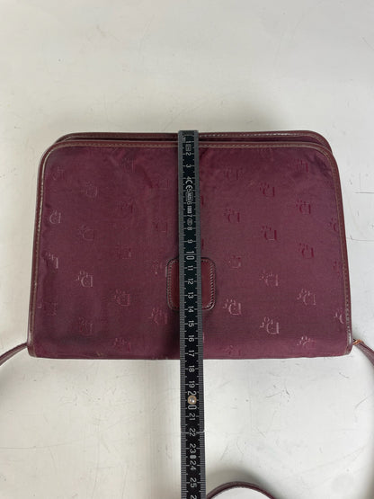 Vintage Dior Fabric Shoulder Bag Deep Burgundy Gold c. 2000
