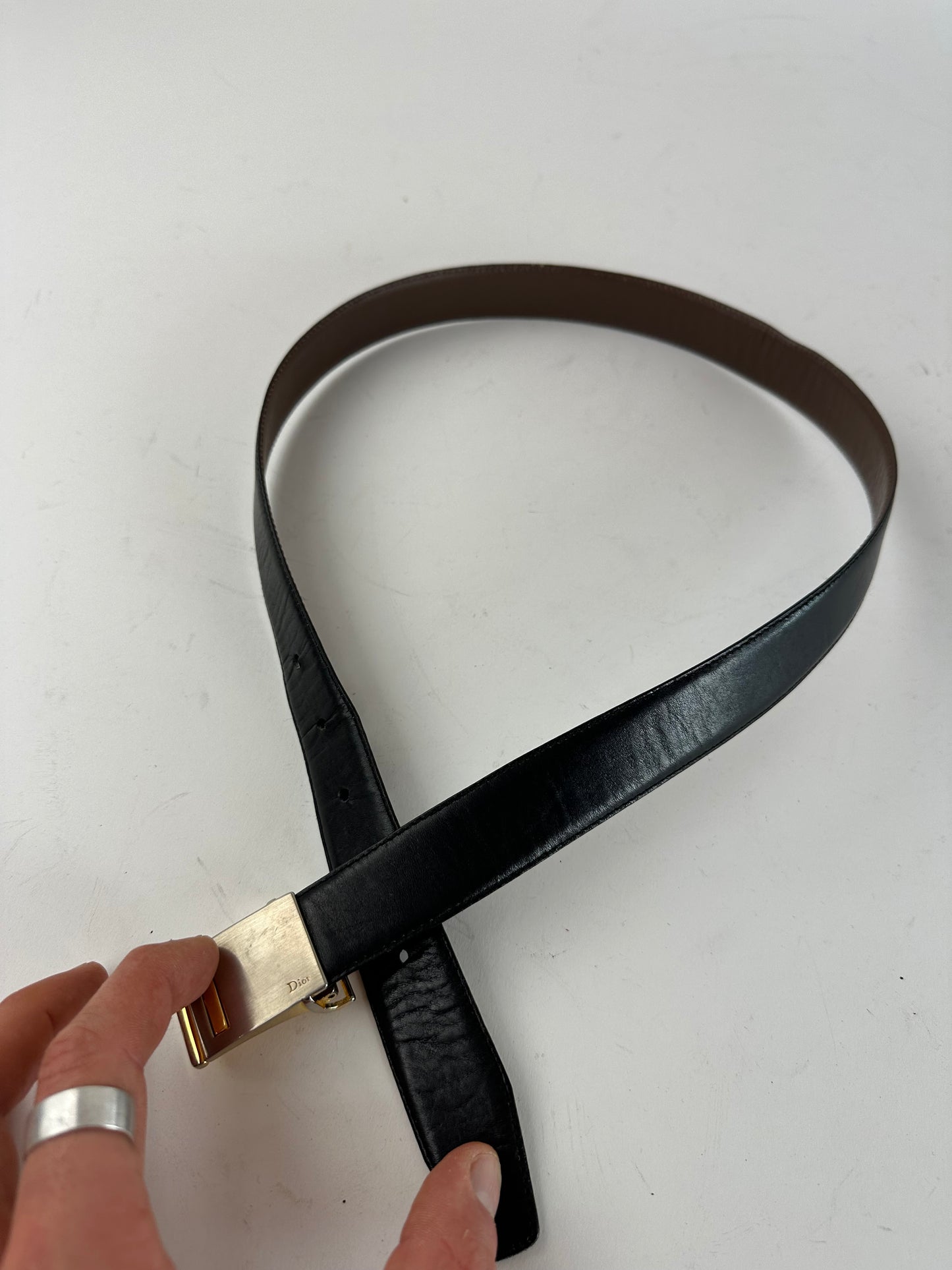 Vintage Dior Leather Belt Black