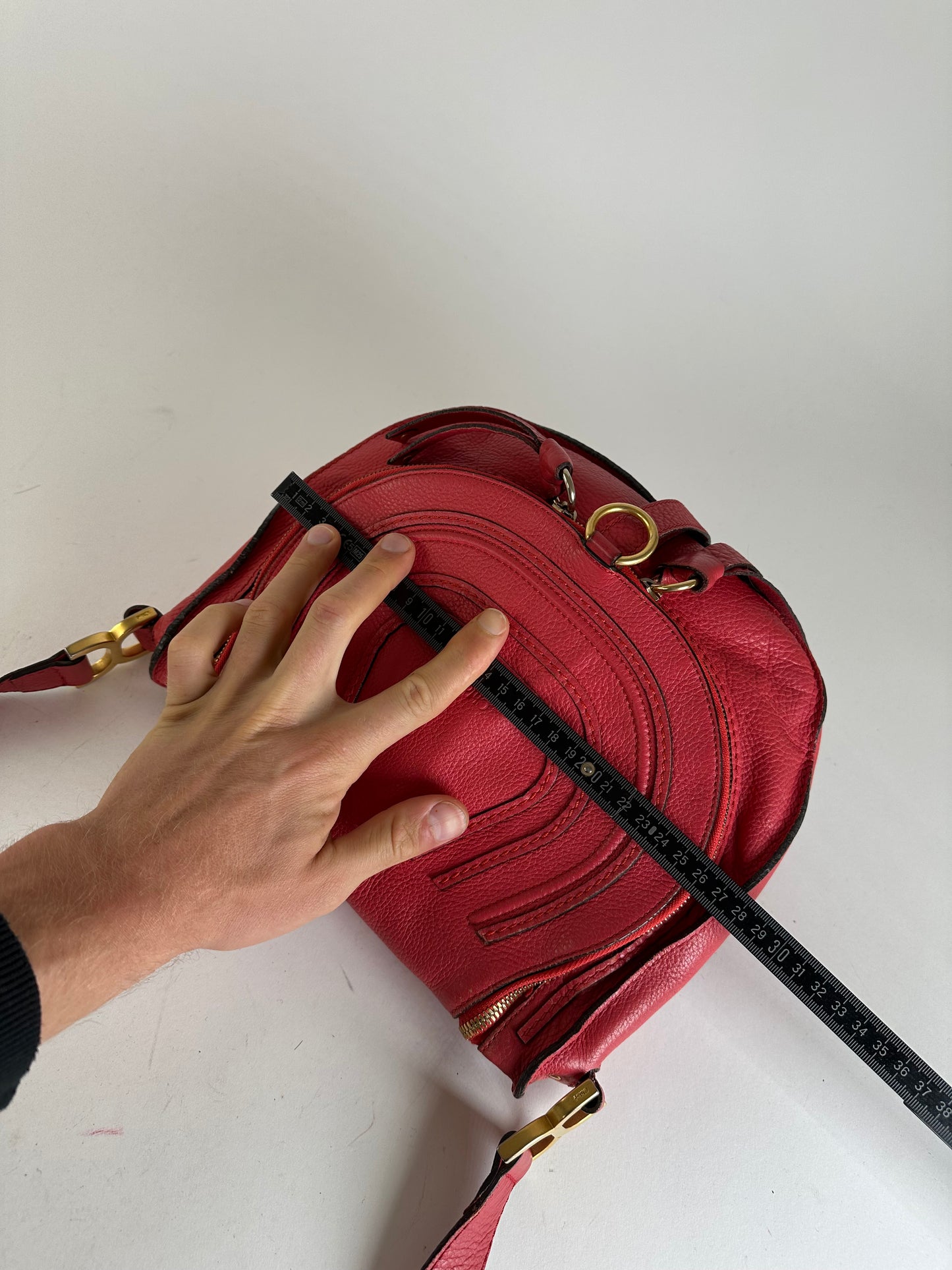 Vintage Chloé Marcie Pebbled Leather Crossbody Bag Red