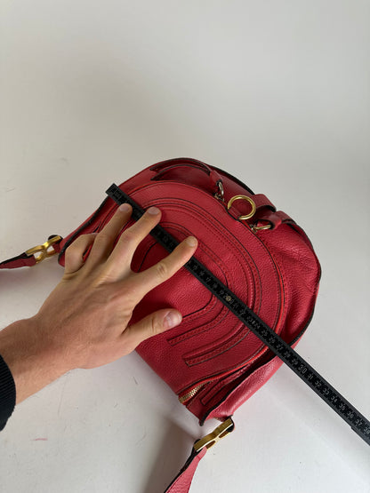 Vintage Chloé Marcie Pebbled Leather Crossbody Bag Red