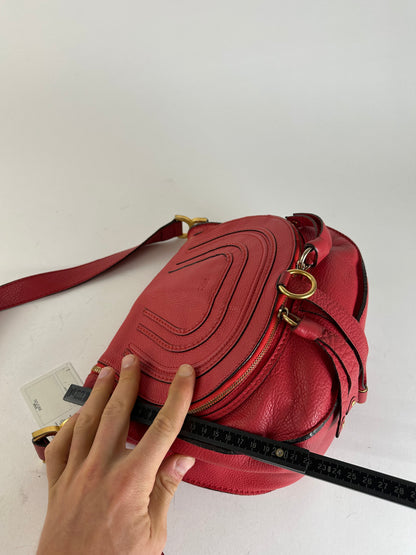 Vintage Chloé Marcie Pebbled Leather Crossbody Bag Red