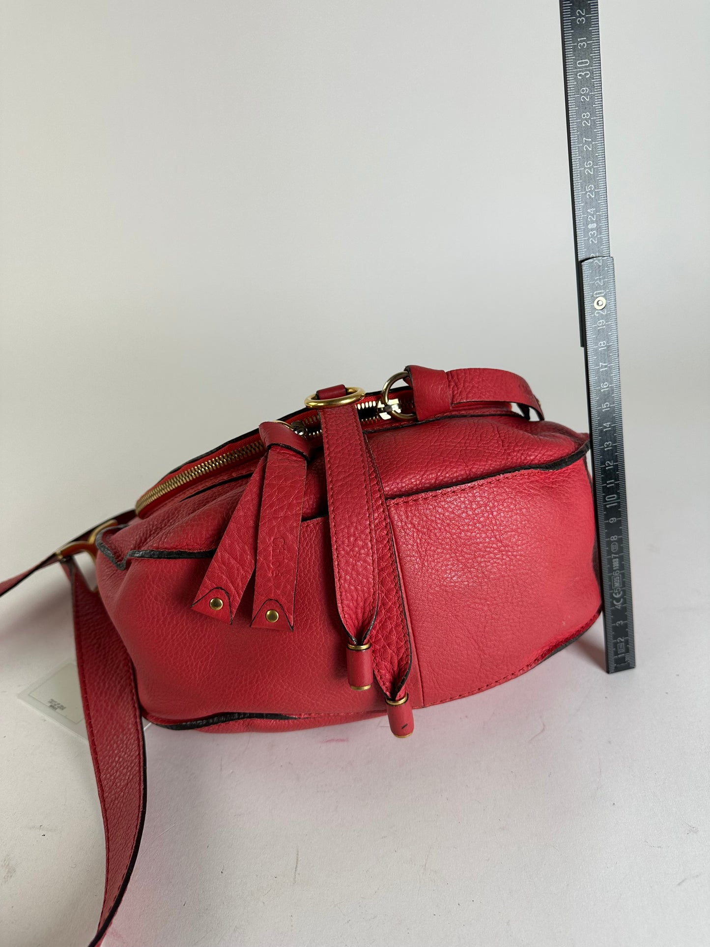 Vintage Chloé Marcie Pebbled Leather Crossbody Bag Red