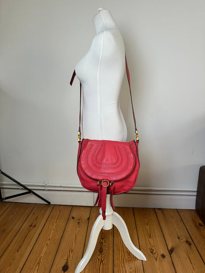 Vintage Chloé Marcie Pebbled Leather Crossbody Bag Red
