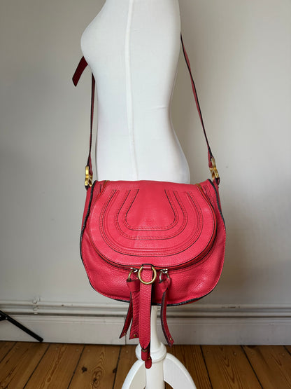 Vintage Chloé Marcie Pebbled Leather Crossbody Bag Red
