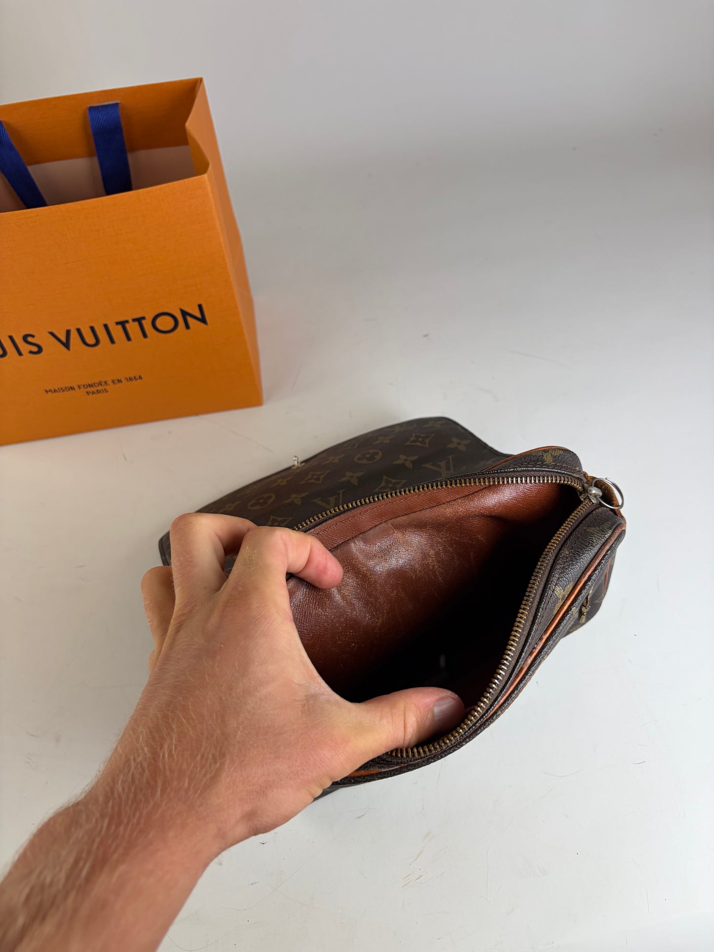 Vintage Louis Vuitton Monogram Canvas Crossbody Bag Brown