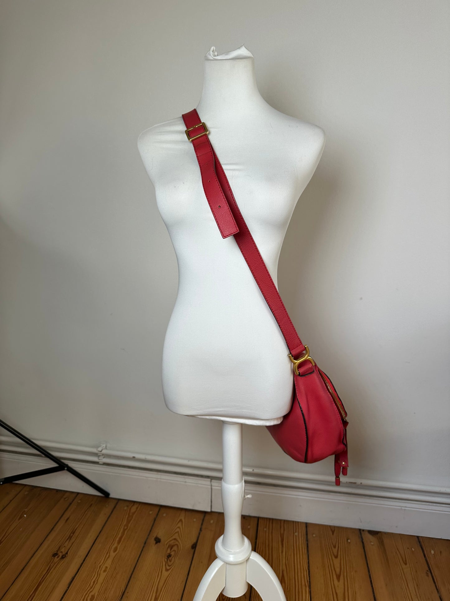 Vintage Chloé Marcie Pebbled Leather Crossbody Bag Red