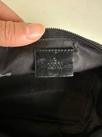 Vintage Gucci Nylon Cosmetic Case Black Silver