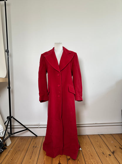 Vintage Emporio Armani Wool Camel Hair Coat Red L
