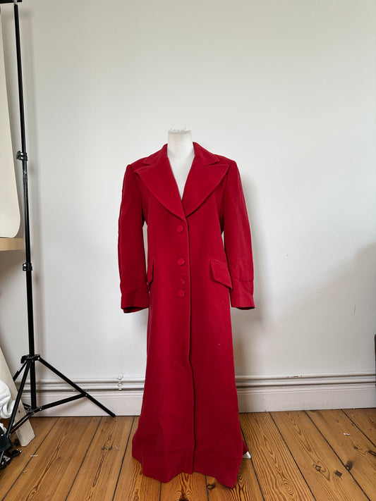 Vintage Emporio Armani Wool Camel Hair Coat Red L